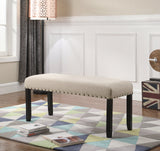 Roundhill Furniture Biony Fabric Dining Bench with Nailhead Trim, Tan Roundhill Furniture