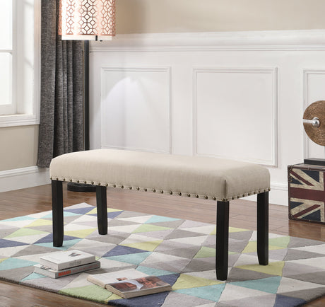 Roundhill Furniture Biony Fabric Dining Bench with Nailhead Trim, Tan Roundhill Furniture