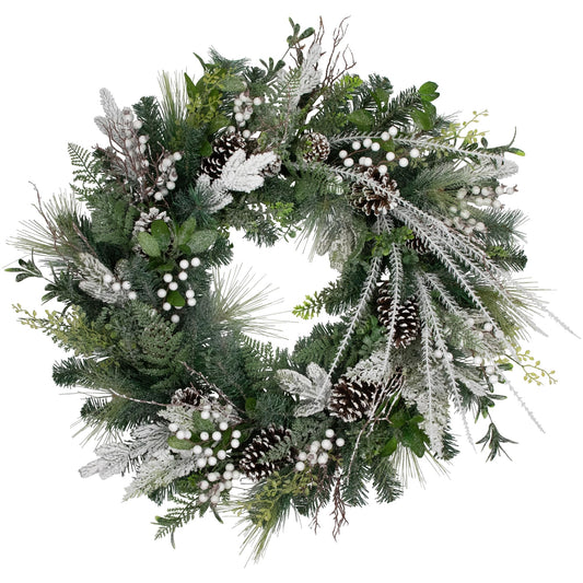 Northlight Real Touch™ Frosted Pinecones and Berries Christmas Wreath - 36" - Unlit