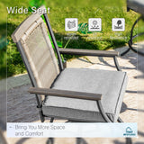 MFSTUDIO 3-Piece Outdoor Bar Set with 2 Swivel Wicker Rattan Cushion Chairs and 1 Metal Table, Perfect Patio Counter Height Table and Chairs MFSTUDIO