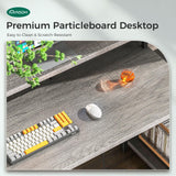 AODK Computer Desk, 48 Inch Gaming Desk with Led Lights & Power Outlet, Office Desk with Printer Storage Shelves, Reversible Desk with Monitor Shelf & Headphone Hook, Grey Oak AODK