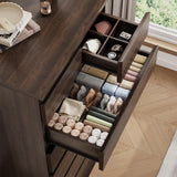 Brown Tall 7 Drawer Dresser for Bedroom, Modern Wood Closet Dressers & Chests of Drawers with Jewelry Storage, 23.6" L*15.8" W*47.5" H in Large Vertical Dresser for Bedroom, Living Room, Nursery Jocoevol