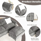 Furmax Modern Convertible Sofa L Shaped Couch, Fabric 4 Seat Sofa Set with Ottoman, Modular Sectional Sofa Couch, Sectional Couches for Living Room, Apartment (Light Grey) Furmax
