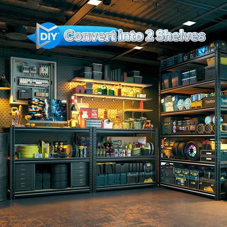 DurayLoly 84" H Garage Shelving, 6 Tier Storage Shelves Load 3000 lbs, Adjustable Garage Shelves, Metal Shelving Unit for Warehouse, Basement, Pantry, 40" Wx 16" D x 84" H, Black DurayLoly