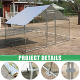 NUGRIART Large Metal Chicken Coop Walk-in Poultry Cage Hen Duck Run House with Waterproof & Anti-UV Cover Galvanized Rabbits Habitat Spire Shaped Cage for Outdoor Yard Farm Use NUGRIART