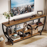 Tribesigns TV Stand for Televisions up to 80 Inches, 70.9 Inches Entertainment Center with Storage Shelves, Wood TV Media Console Table Unit for Living Room, Bedroom, Rustic Brown Tribesigns