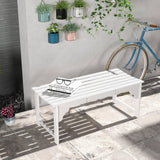 Outsunny Wooden Garden Bench, Outdoor Park Bench with Slatted Seat, Backless Front Porch Bench with Curved Seat for Conservatory, Garden, Poolside, Deck, White Outsunny
