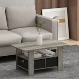 Furinno Andrey Coffee Table with Bin Drawer, French Oak Grey/Black Furinno