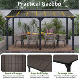 DAUSOLA 10x14 FT Gazebo Pergola for Patio, Gazebos Pergola on Clearance with Sloped Roof, Hard Top Lean to Gazebo, Large Wall-Mounted Heavy Duty Awnings for Patio, Backyard, Deck DAUSOLA