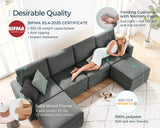 LINSY HOME Modular Sectional Sofa, Convertible U Shaped Sofa Couch with Storage, Memory Foam, Modular Sectionals with Ottomans, 6 Seat Sofa Couch with Chaise for Living Room, Dark Grey LINSY HOME