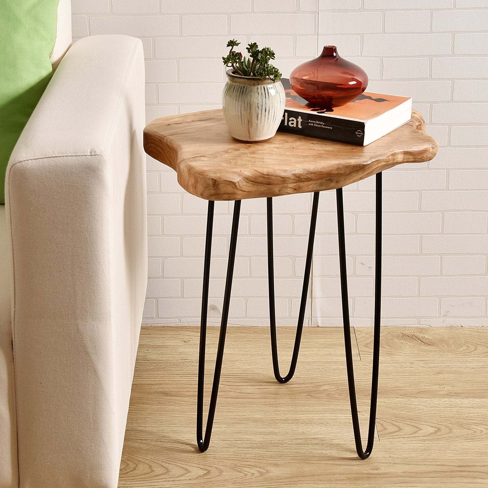 WELLAND Natural Edge End Table, Wood Side Table, Nightstand, Plant Stand 20.5" Tall，Unique Desktop - WoodArtSupply