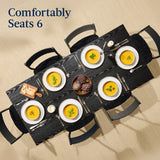 Best Choice Products 7-Piece Modern Dining Room Set, Kitchen Table Set, Dining Table w/ 6 Chairs, Upholstered Cushions, Solid Metal Frame, Curved Backrest - Black/Black Best Choice Products