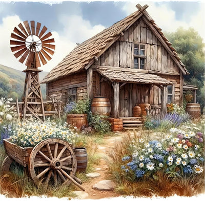 LILEIDECO Wooden House and Sunflowers Diamond Painting Kits for Adults DIY 5D Diamond Art Paint with Round Diamonds Full Drill Gem Art Painting Kit for Home Wall Decor Gifts 13.7x13.7inch