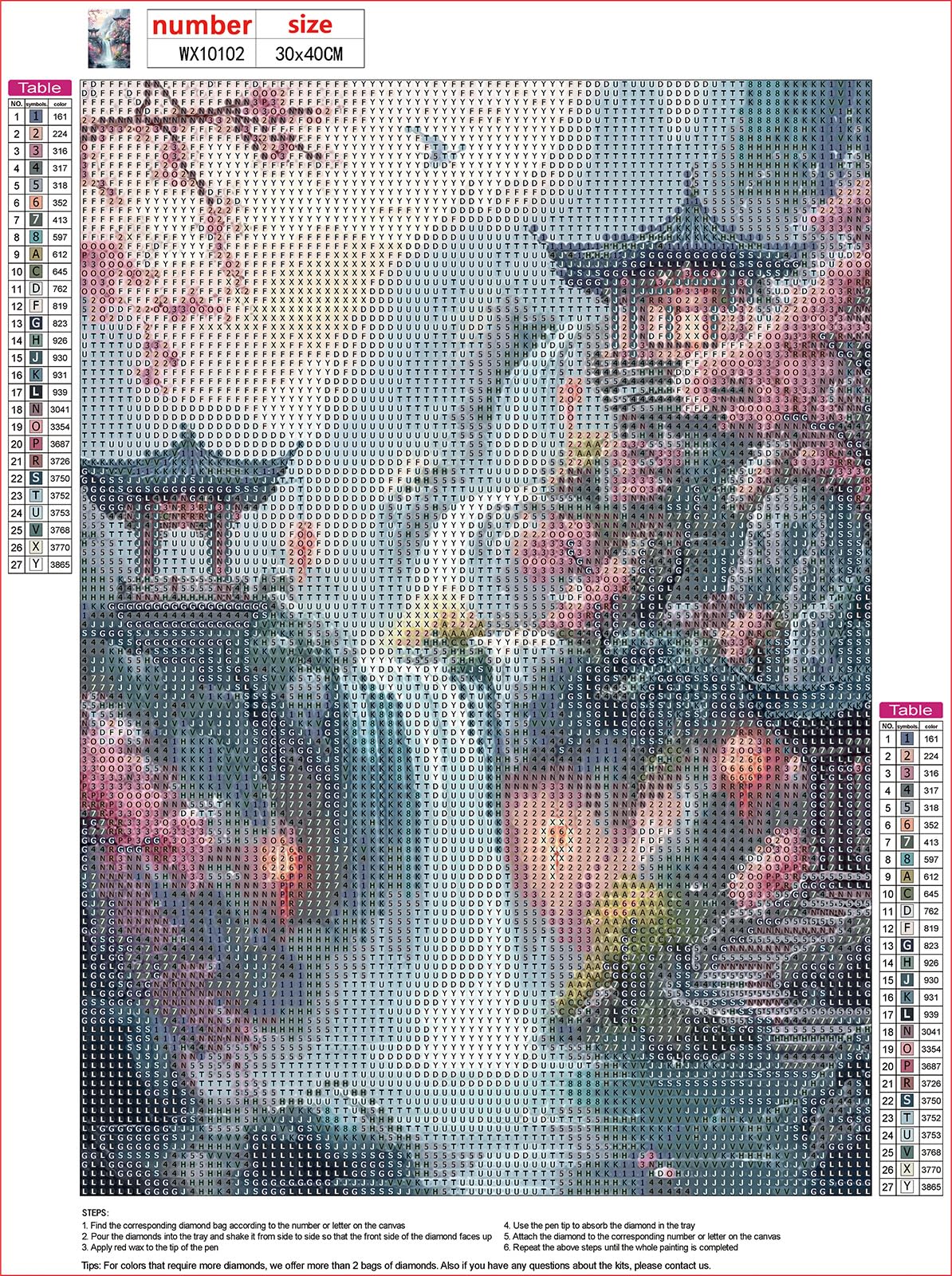 MXJSUA DIY Waterfall Diamond Painting Kits for Adults, Pavilion Scenery Diamond Gem Art Painting for Beginners, Diamond Picture with Full Round Drill Dots Craft Set Gift, 12 * 16 Inch MXJSUA