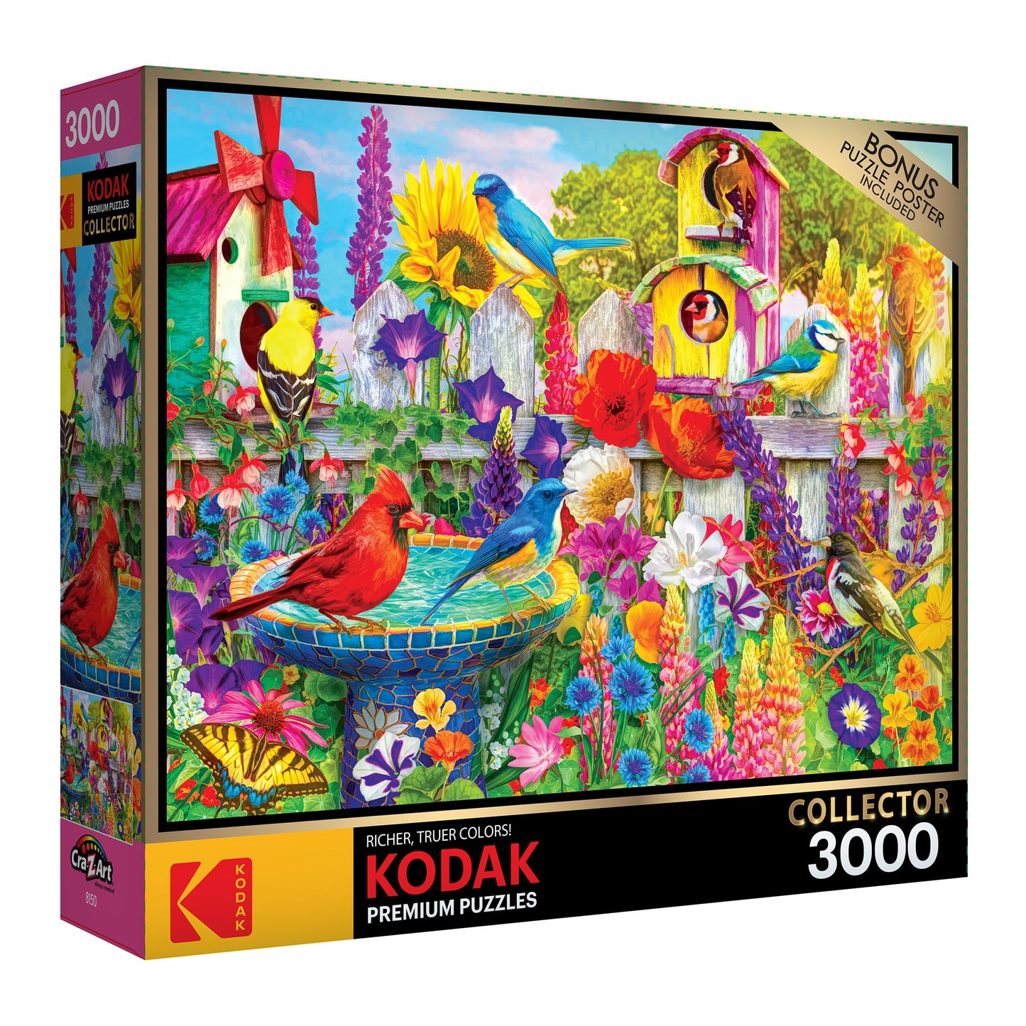 RoseArt - Kodak Premium - Bird Bath Garden - 3000 Piece Jigsaw Puzzle for Adults