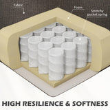 HOMCOM 61" Loveseat Sofa, Mid Century Modern 2 Seater Small Couch with Nailhead Trim, Rolled Arm, Fabric Upholstered Love Seat for Living Room and Bedroom, Dark Brown HOMCOM