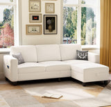 Lonkwa Sectional Sofa Couches for Living Room, 78'' Beige 3 Seater L-Shaped Couch with Storage Ottoman, Comfy Fabric Convertible Sectionals Sofas with Chaise for Apartment, Office, Small Space Lonkwa