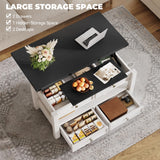YITAHOME Lift Top Coffee Table, Multi-Functional Convertible Coffee Table with Drawers and Hidden Storage, Dining Table for Living Room, Home Office YITAHOME