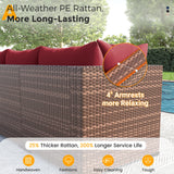 UDPATIO Outdoor Patio Furniture Set with Fire Pit Table, 8 Piece Outdoor Sectional Sofas, All-Weather Wicker Patio Conversation Set for Garden, Backyard Wine UDPATIO