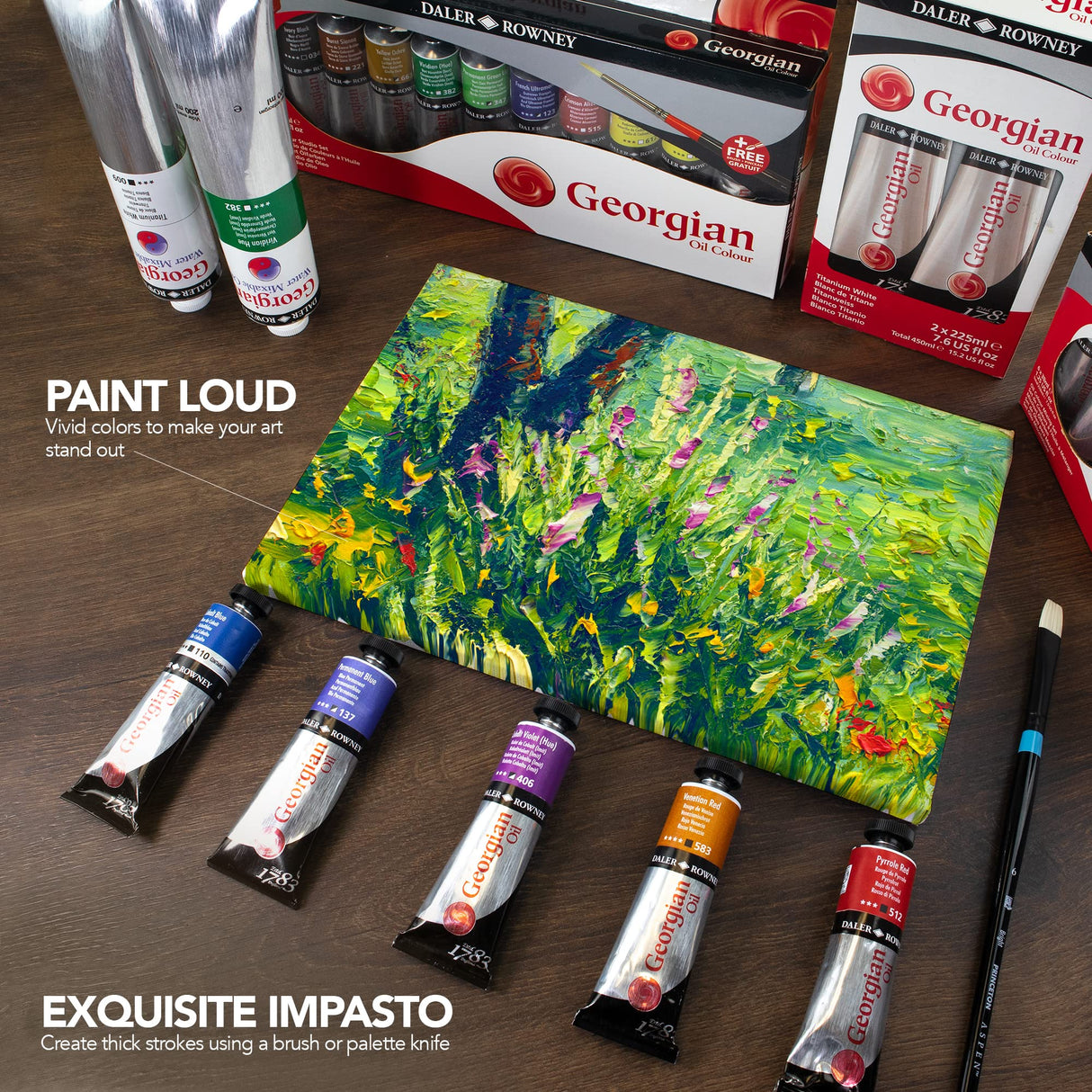 Daler Rowney Georgian 6-Tube Starter Artist Oil Paint Set - Painting Set for Canvas Paper and More - Oil Painting Supplies for Artists and Students - Artist Oil Paints for All Skill Sets Daler Rowney