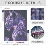 Diamond Art Kits for Adults, 5d DIY Full Drill Purple Pattern White Tiger Diamond Painting Kits for Adults Beginners, Diamond Painting Art Craft Kits for Adults, Wall Home Decor(No Frame) 12x16 Inch GVYGVY