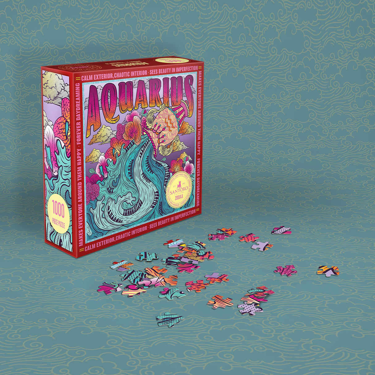 SANTORO Zodiax - 1000 Piece Jigsaw Puzzle - Aquarius - Fun Birthday Gift For Kids, Adults | Astrology Gifts for Women and Men | Zodiac Horoscope Puzzle SANTORO