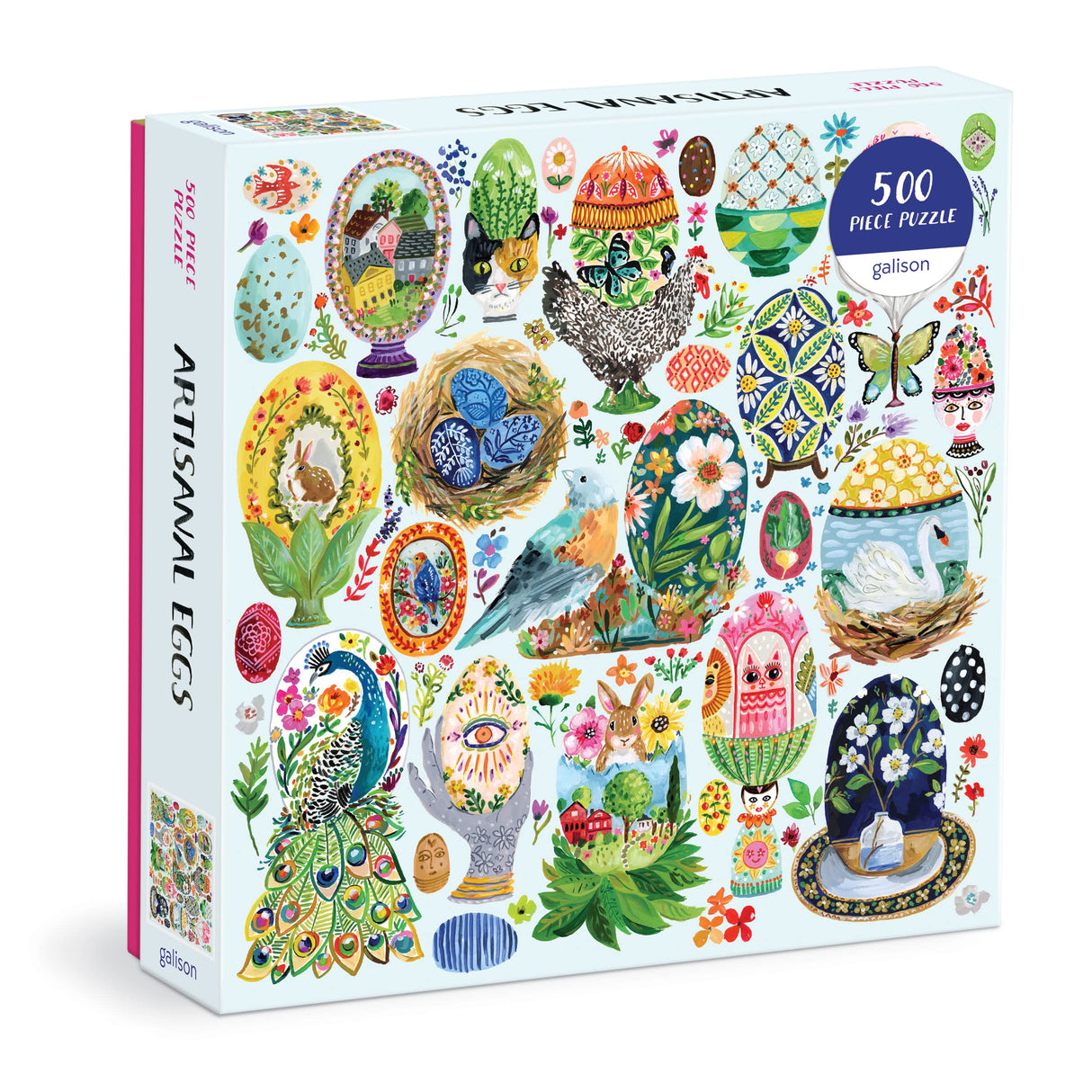 Galison Artisanal Eggs – 500 Piece Puzzle Fun and Challenging Activity with Bright and Bold Artwork of Beautifully Painted Eggs for Adults and Families Galison