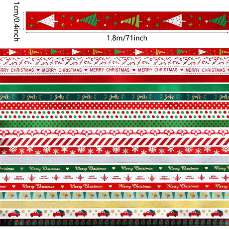40 Rolls Christmas Thin Ribbon 80 Yard Grosgrain Snowflake Holiday Christmas Tree Gift Wrapping Ribbon Soft Crafts Xmas Polyester Satin Hair Bow Clip Accessory for Xmas DIY Craft Decor Syhood