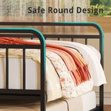 LIKIMIO Daybed with Trundle, Sturdy Metal Full Size Bed Frame with Upholstered Headboard and Charging Station for Living Room, Bedroom and Guest Room, Black LIKIMIO