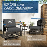 Kullavik Aluminum Patio Furniture Set,7 Pieces 7 Seat Metal Outdoor Furniture Conversation Set w/45 Propane Gas Fire Pit&Swivels,Black Kullavik