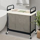 STO STO Laundry Hamper 3 Section, 120L Rolling Laundry Sorter Cart with Removable and Washable Liner Bag, Rolling Clothes Hamper with Metal Handle for Laundry Room and Bedroom STO STO