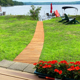 Giantex 8ft Wooden Garden Pathway, 22" W Roll Out Hardwood Walkway with Non-Slip Surface, Tools Free Assembly, Outdoor Rustic Decorative Boardwalk Flooring Pavers for Backyard Wedding Giantex