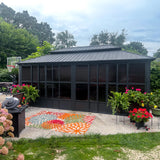 PURPLE LEAF 12' X 20' Solarium Sunroom Permanent Hardtop Gazebo Galvanized Steel Double Roof Aluminum Outdoor Enclosed Gazebo for Lawn Deck Backyard Grey PURPLE LEAF