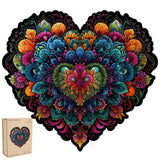 Ruikiyart Wooden Puzzles for Adults Lovers Mandala Heart Jigsaw Puzzles 500Pcs Unique Shapes Puzzles Great Gift for Adults and Couples on Valentine's Day,Women's Day,Thanksgiving 15.3x16.9 Inches Ruikiyart