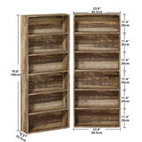 IRONCK Bookshelves and Bookcases Set of 2 Floor Standing 6 Tiers Display Storage Shelves 70 in Tall Bookcase Home Decor Furniture for Home Office, Living Room, Bed Room IRONCK