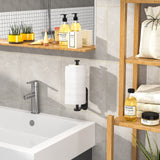 Paper Towel Holder Under Cabinet, One-Handed Tear, Wall Mount, Adhesive, Stainless Steel, Black, Paper Roll Holder with Ratchet Mechanism for Kitchen Bathroom Farmhouse Essentials Decor Accessories Swaitee