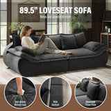 Hobestluk Sofa Couches 2-Seater Modular Sectional Sofa, 89''Comfy Loveseat with Throw, Deep Seat Small Sofa for Small Space, Memory Foam Sectional Couches for Living Room, Office, Apartment Hobestluk