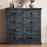 AMERLIFE 42" Dresser for Bedroom, Farmhouse 8 Drawer Dresser, Dressers & Chests of Drawers, Organizer with Storage Drawers, Dark Blue AMERLIFE