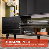 WLIVE TV Stand for 55 60 inch TV, Modern Entertainment Center with Storage Cabinets, Mid Century TV Console Table for Bedroom, TV Stand for Living Room, Charcoal Black WLIVE