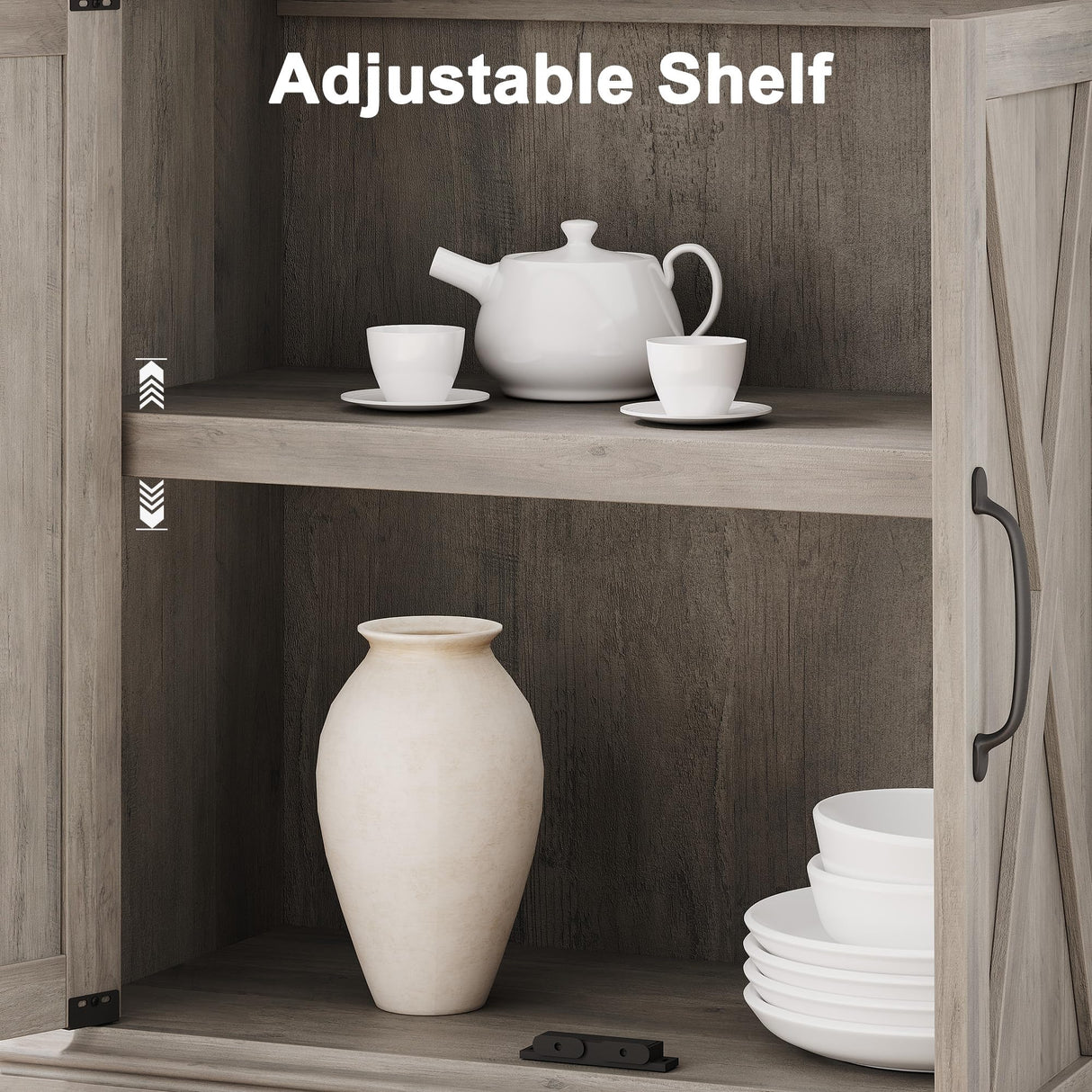 CABIHOME 5 Tier Book Shelf, Farmhouse Book Case with Cabinet, 68.7" Tall Book Shelf with Storage Doors, Wooden 5 Shelf Book Case for Home Office, Living Room, Bed Room CABIHOME