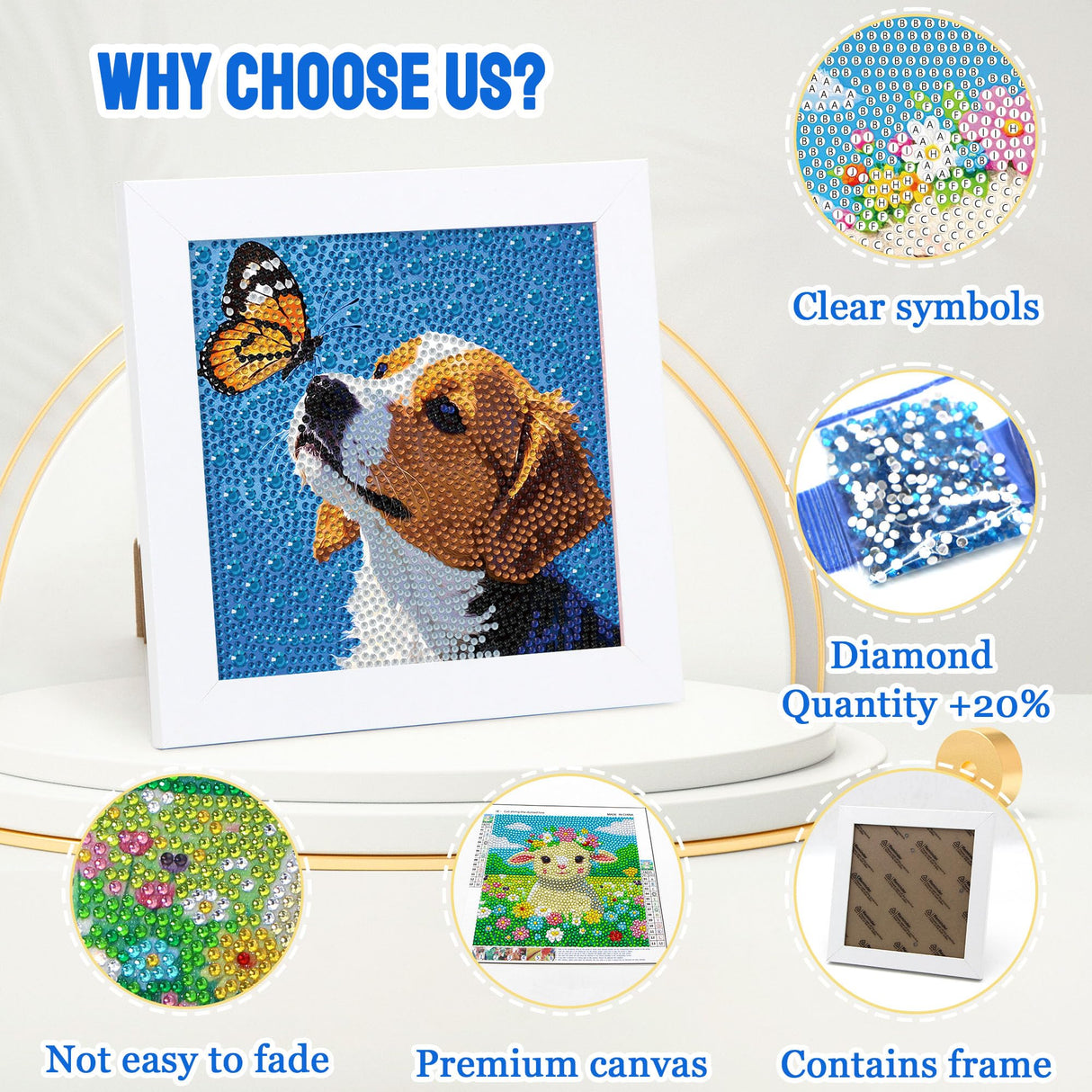 Leixonl Diamond Art Kits for Kids with Framed (7 in) Cartoon Animals DIY Gem Art Painting - Arts & Crafts Gifts for Beginners & Teens (Dog) Leixonl