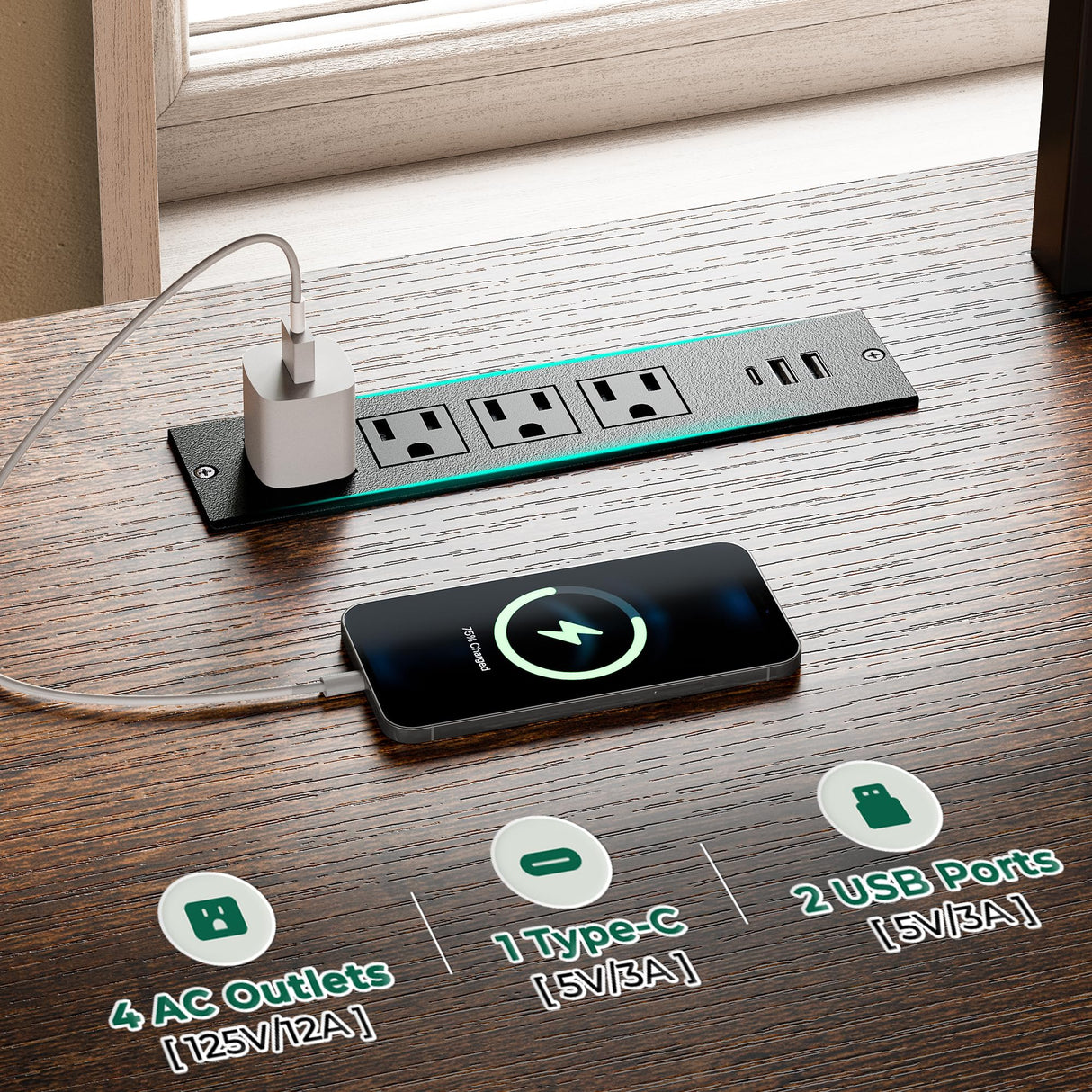 Huuger TV Stand for 65, 70, 75 Inch TV, Entertainment Center with Power Outlets and LED Lights, TV Console for Living Room, Media Console with Drawers and Shelves, Rustic Brown Huuger