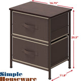 Simple Houseware Night Stand Dresser for Bedroom 2-Tier Organizer Drawer Storage Tower, Brown Simple Houseware