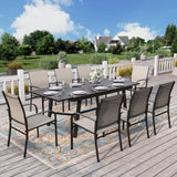 HERA'S HOUSE Extendable Patio Table and Chairs Set for 8, 9 Pieces Outdoor Dining Sets, 61"-84" Rectangular Metal Table with Chairs for Deck Lawn Garden Porch HERA'S HOUSE