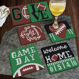 Nilyzit 6pcs DIY Football Diamond Painting Coasters Kits for Adults Small Western Diamond Art Kits for Beginners Football Coasters Paint-by-Number Kits Crystal Art Nilyzit