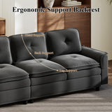 Vlsrka 100" Modular Sectional Cloud Couch with Storage Ottoman, 4-Seater Teddy Velvet Deep Seat Modern Sofa with Removable Cushion for Living Room, Bedroom and Apartment (Dark Grey) Vlsrka