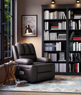 FinerFurnis Large Leather Manual Recliner Chair with Comfortable Arms and Built-in Cup Holders, Spacious 21.2 Inch Seat Width, Perfect for Living Room Relaxation and Entertainment FinerFurnis