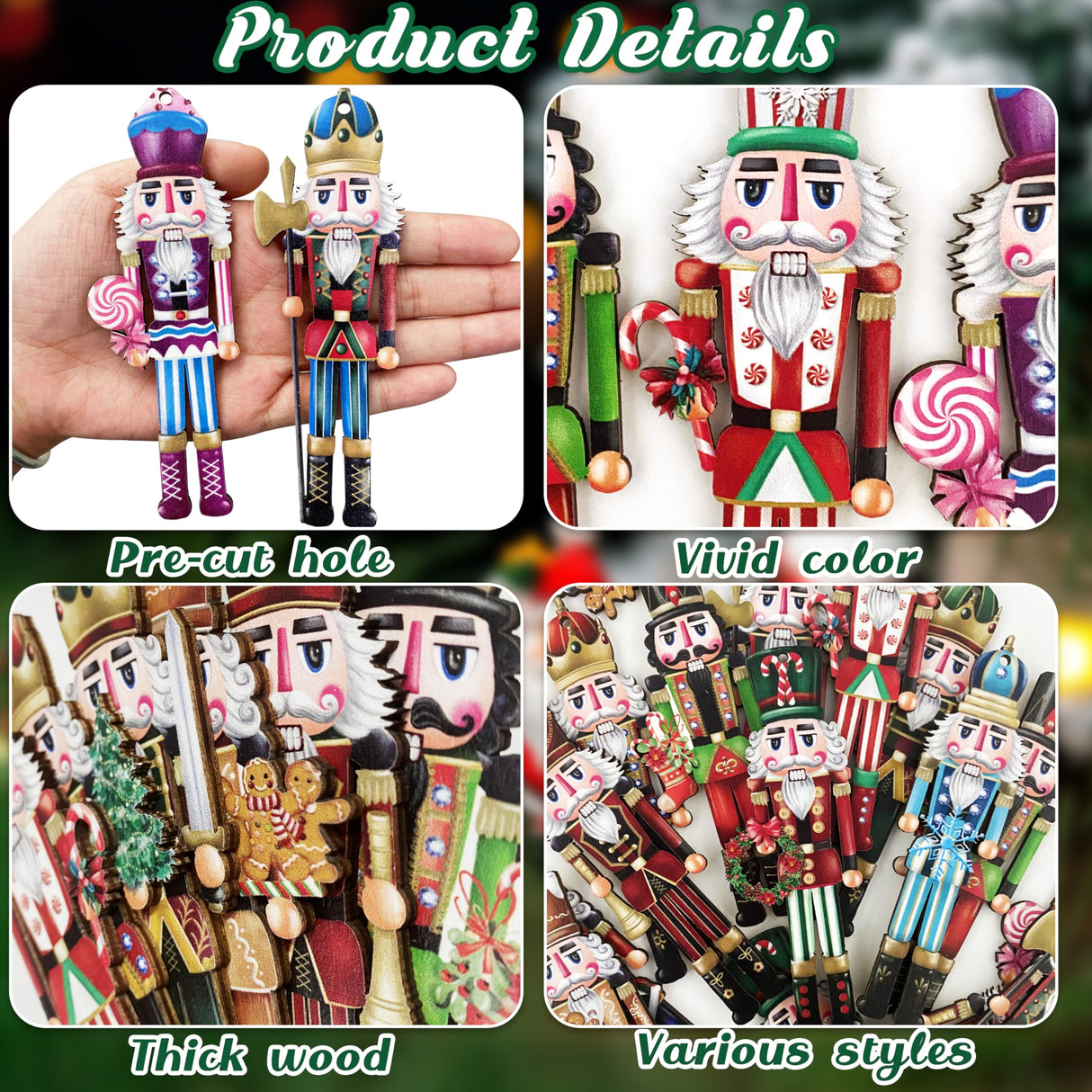 24 Pieces Christmas Nutcracker Wooden Ornaments Wood Hanging Decoration Set for Christmas Tree Hanging Wood Crafts Holiday Decor Xmas Party Supplies (Xmas-Nutcracker-A) JOPHMO
