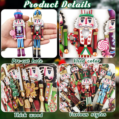 24 Pieces Christmas Nutcracker Wooden Ornaments Wood Hanging Decoration Set for Christmas Tree Hanging Wood Crafts Holiday Decor Xmas Party Supplies (Xmas-Nutcracker-A)