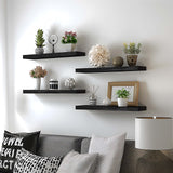 GXYAWPJ Wood Floating Shelves for Wall, Rustic Black Wall Shelves for Bedroom, Set of 4 GXYAWPJ